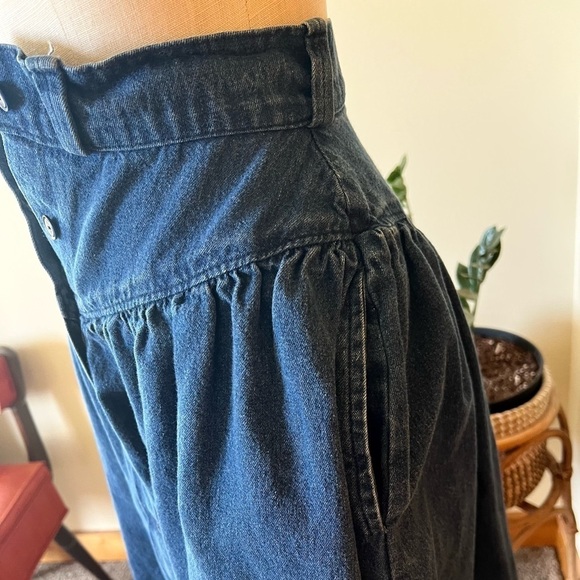Vintage Small Denim Midi Length Skirt Pockets Modest Prairie Cottage-core Casual - Picture 6 of 7